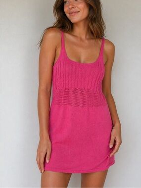Zara Vibrant Pink Knit Tank Mini Dress Size Large